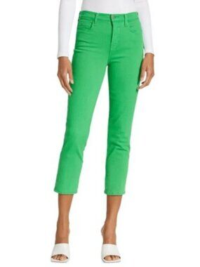 L'agence Alexia High Rise Cropped Cigarette Jeans Grass Green NWOT Size 27
